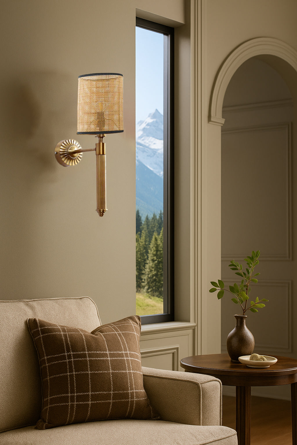 Bamboo Wall Lamp For Living Room | Rattan Wall Light - Alka - Image 7