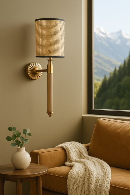 Bamboo Wall Lamp For Living Room | Rattan Wall Light - Alka - Image 8