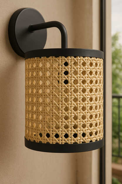 Bamboo Wall lamp for Living Room | Rattan Pendant light |Cane Webbing Wall Lamps- Alysson by Akway - Image 3