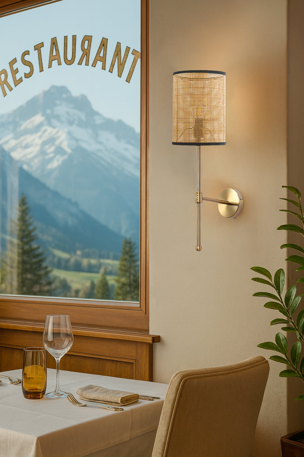 Rattan Wall Light For Living Room | Cane Wall Light - Amaira