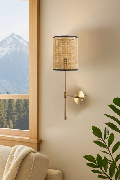 Rattan Wall Light For Living Room | Cane Wall Light - Amaira