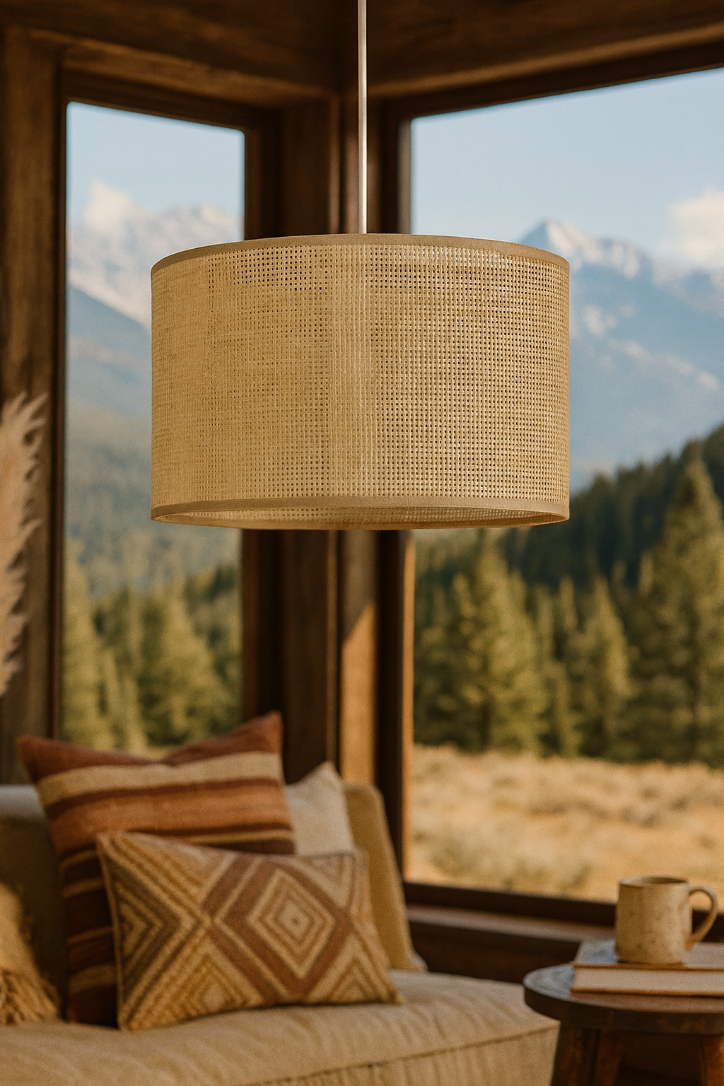 Bamboo Hanging lamp for Living Room | Rattan Pendant light | Cane ceiling light - Aster by Akway - Image 3