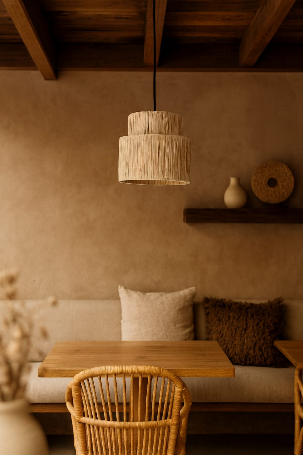 Bamboo Hanging lamp for Living Room | Rattan Pendant light | Cane ceiling light - Anaisha by Akway - Image 7