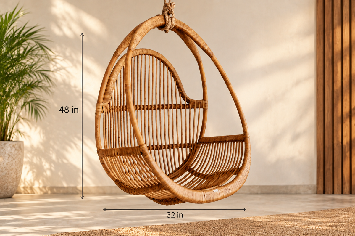 Bamboo Swing Chair for Patio & Balcony | Rattan Hanging Chair - Anala