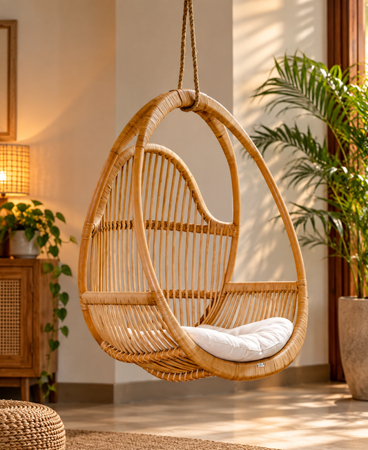 Bamboo Swing Chair for Patio & Balcony | Rattan Hanging Chair - Anala