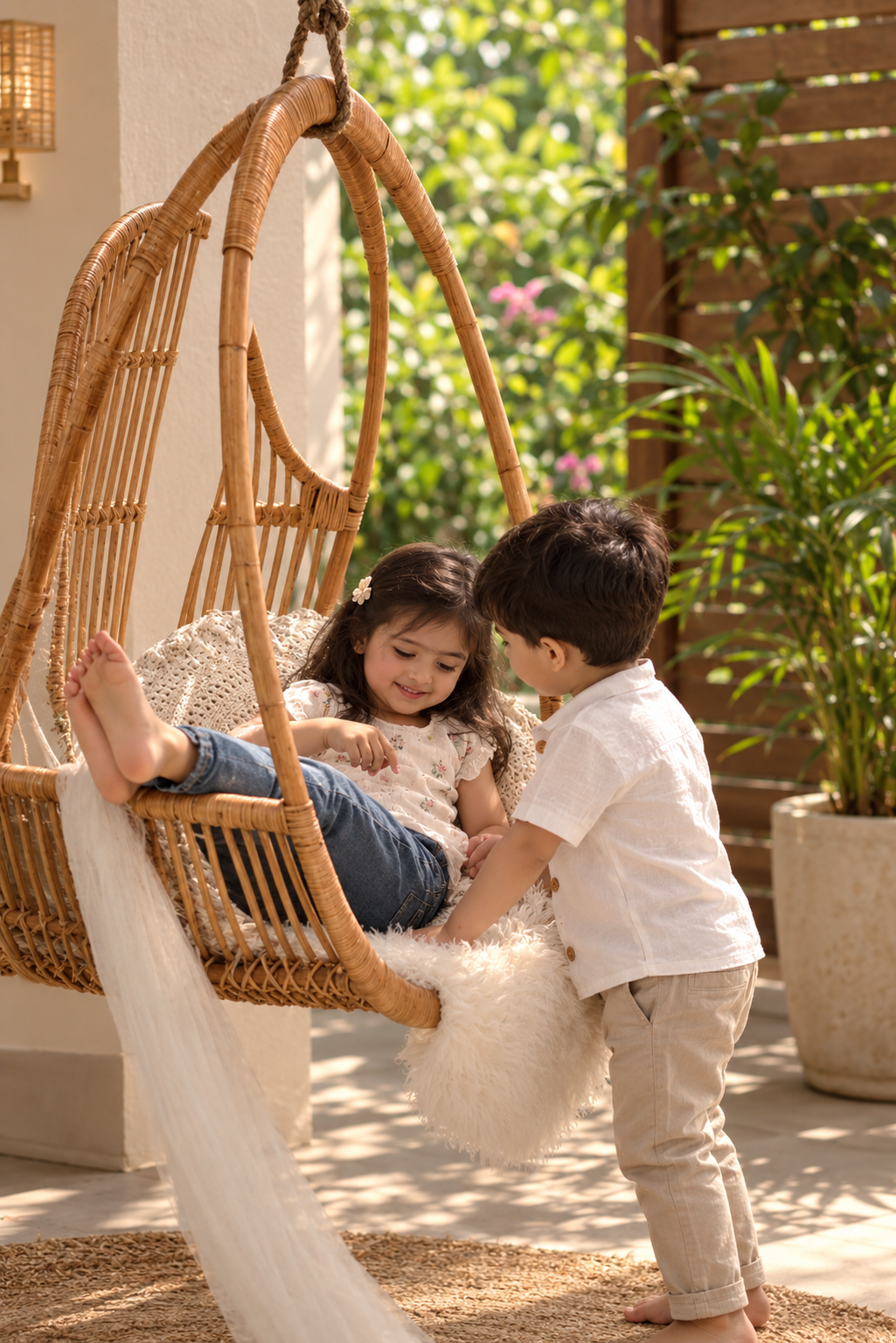 Bamboo Swing Chair for Patio & Balcony | Rattan Hanging Chair - Anala