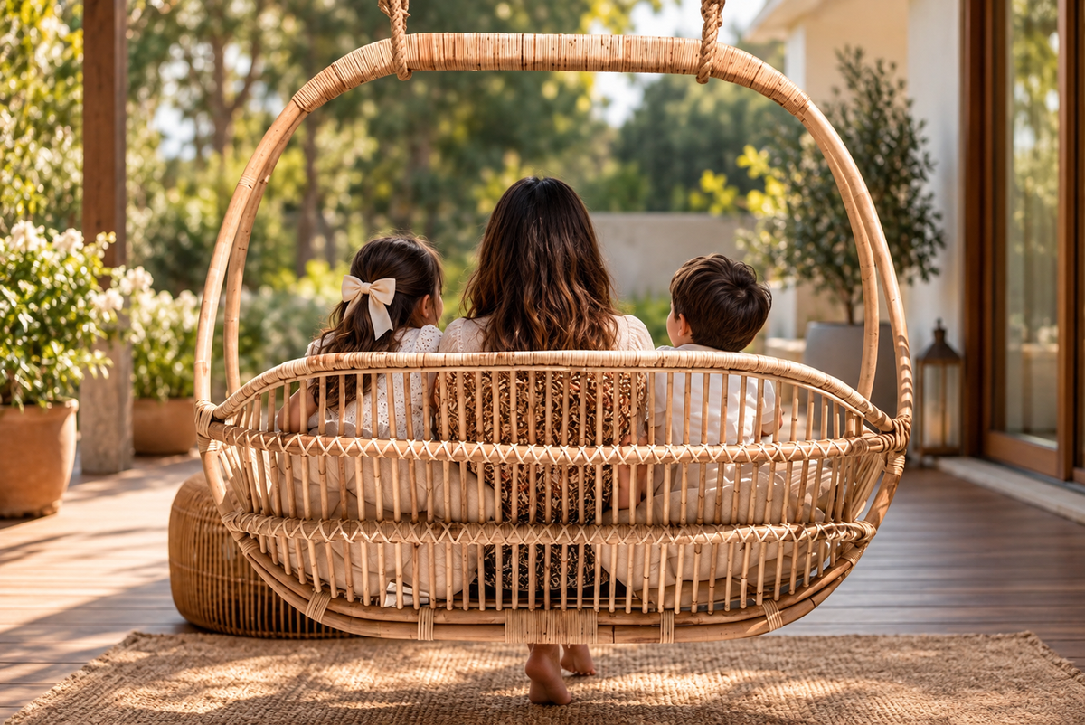 Bamboo Swing Chairs for Outdoor | Cane Swing Chairs - Ananya by Akway - Furniture > Swing Chairs