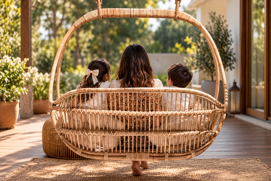 Bamboo Swing Chairs for Outdoor | Cane Swing Chairs - Ananya by Akway - Furniture > Swing Chairs