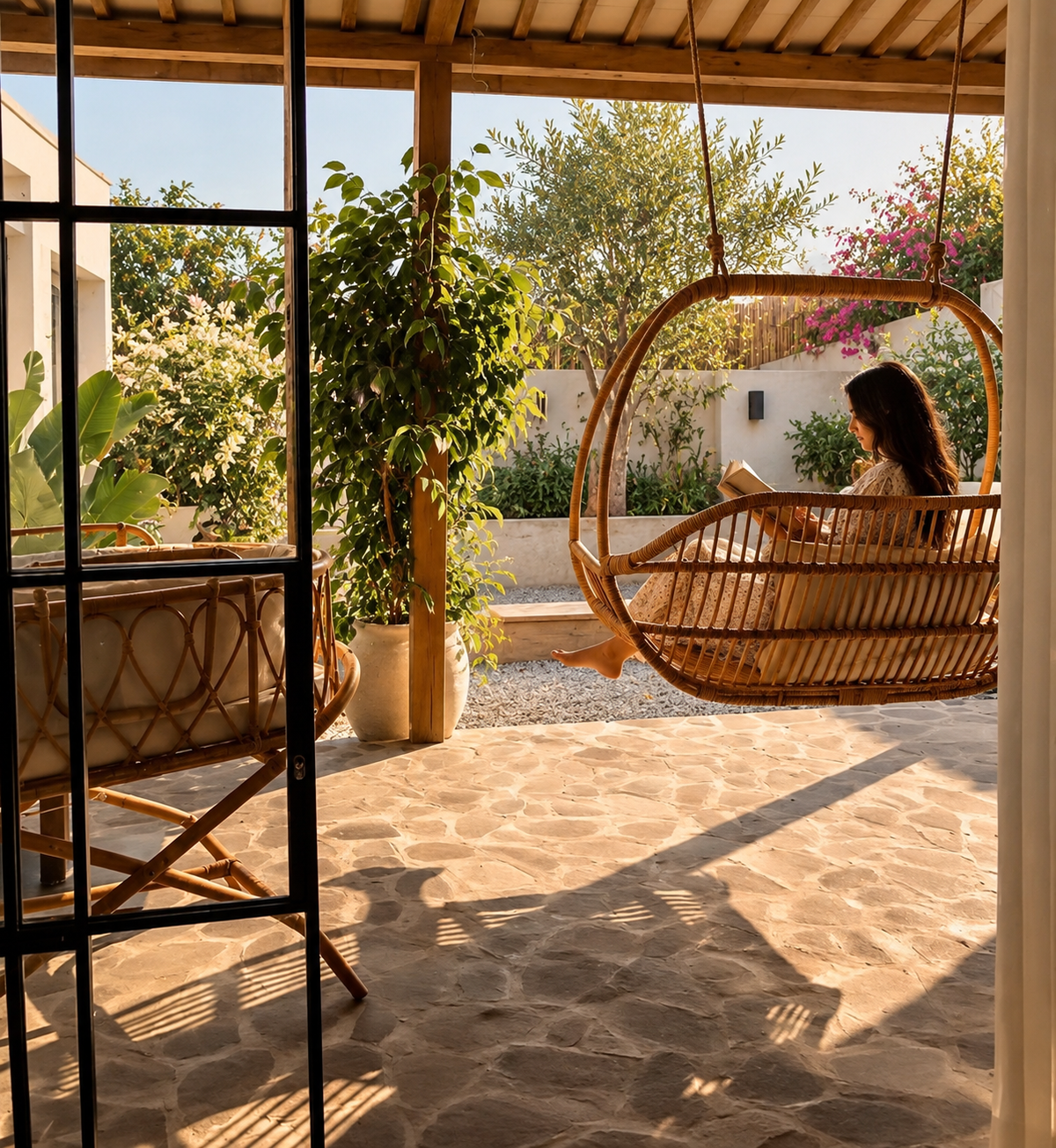 Bamboo Swing Chairs for Outdoor | Cane Swing Chairs - Ananya by Akway - Furniture > Swing Chairs