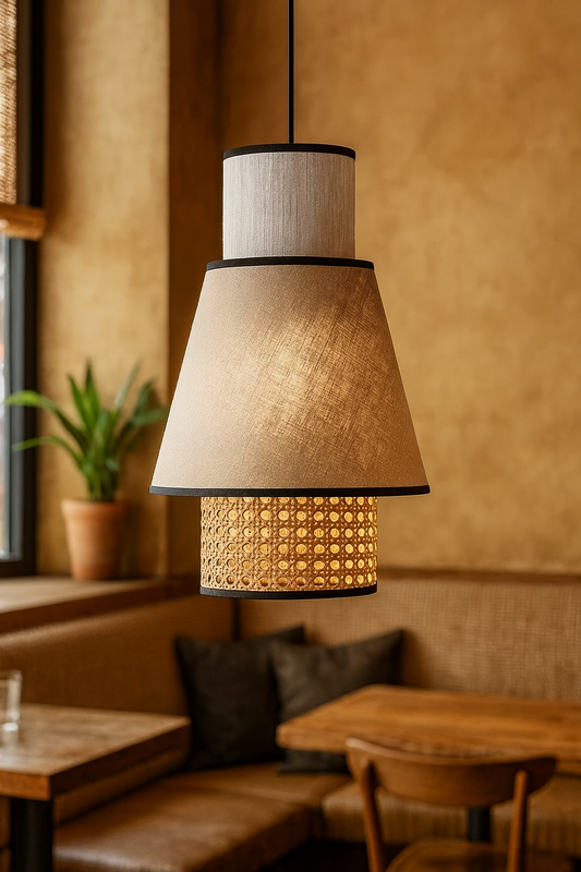 Rattan Hanging lamp for Living Room | Cane Pendant light | Wicker ceiling light - Astara 25cm Dia by Akway - Image 1