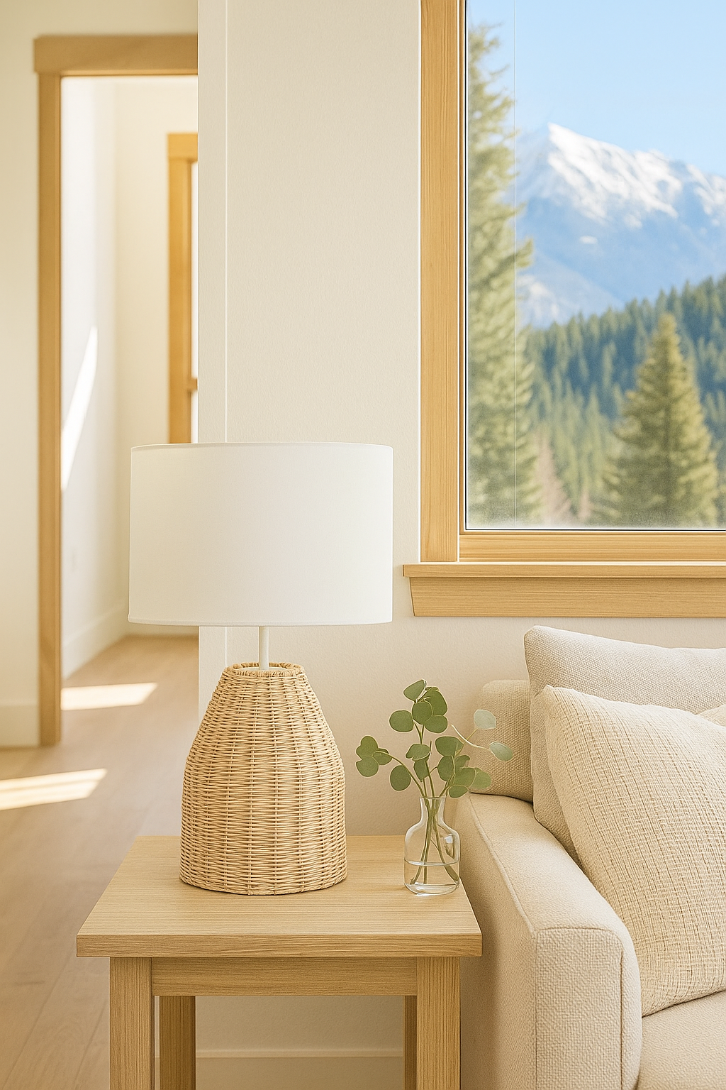 Rattan Table lamp for Living room | Bamboo Bedside table lamp | Cane Table lamp -Asuka by Akway - Image 7