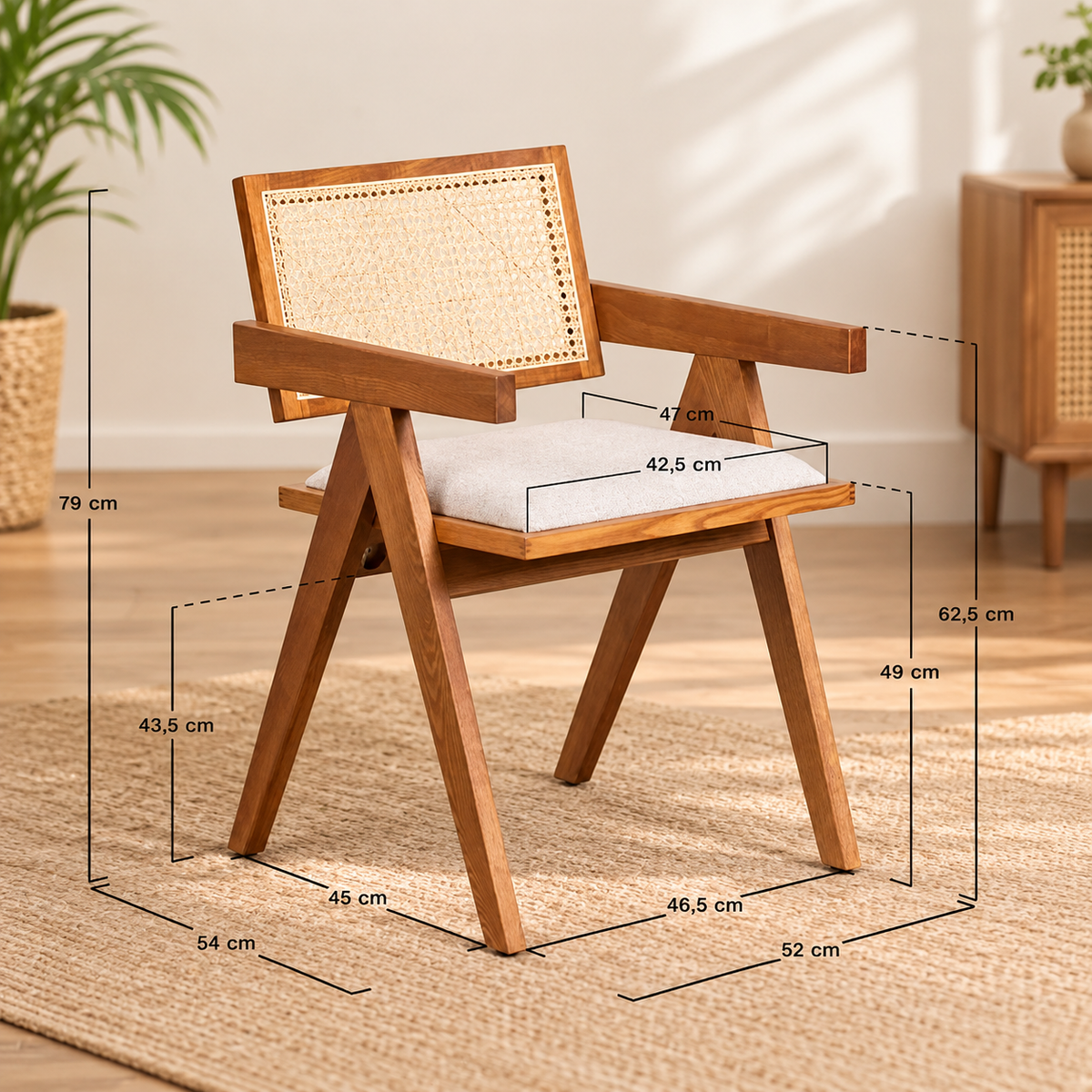 Rattan Dining Chair Teak Wood Finish - Avni by Akway - Furniture > Chairs