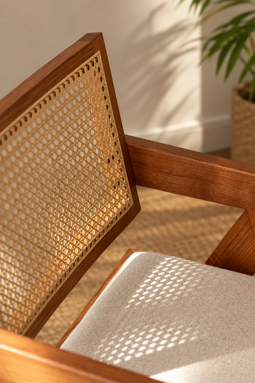 Rattan Dining Chair Teak Wood Finish - Avni by Akway - Furniture > Chairs