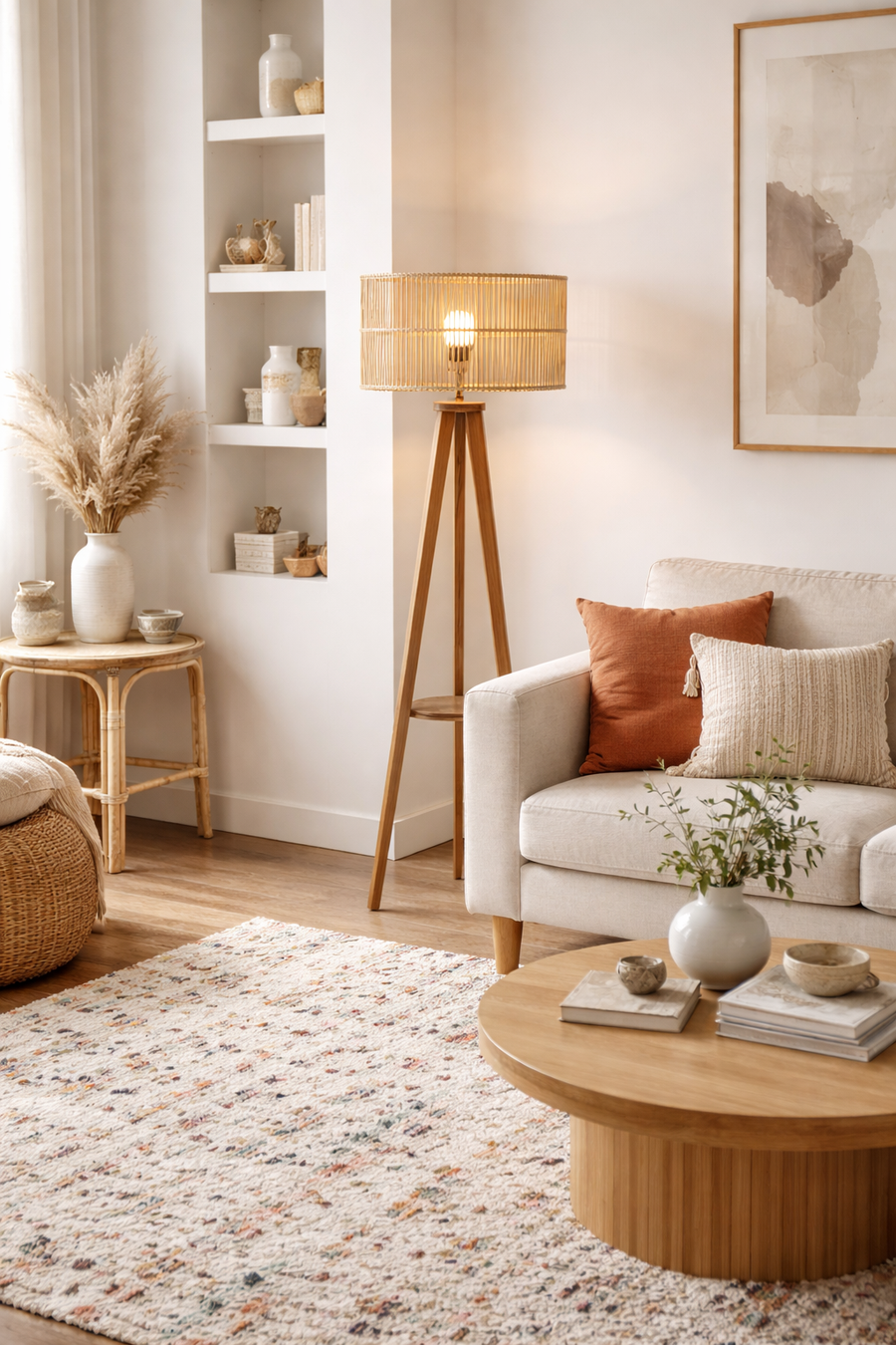 Rattan Floor Lamp | Bamboo Floor Lamp | Cane Floor Lamp - Aamya by Akway - Lighting > Floor Lamps