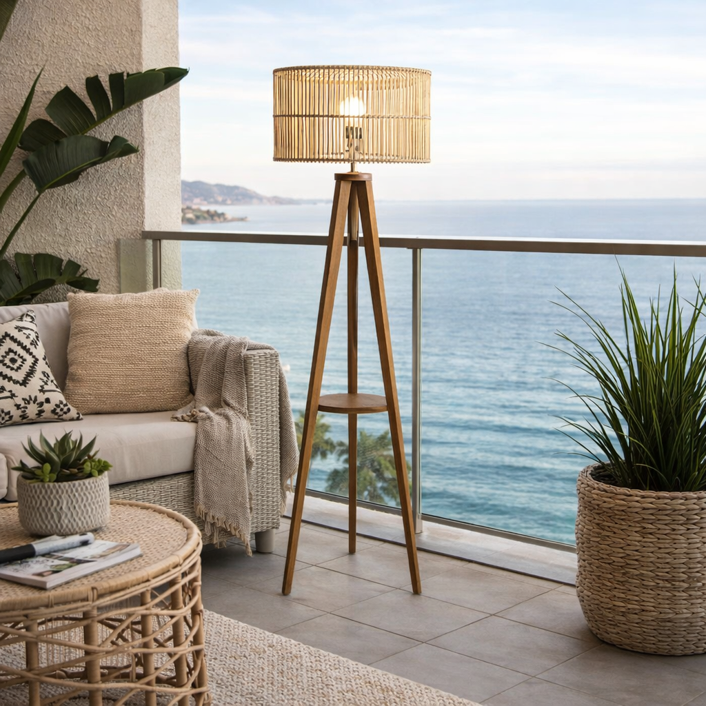 Rattan Floor Lamp | Bamboo Floor Lamp | Cane Floor Lamp - Aamya by Akway - Lighting > Floor Lamps