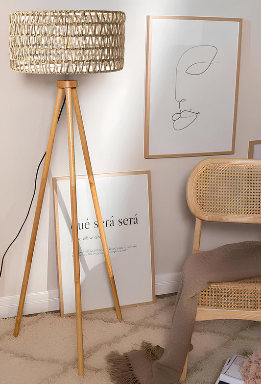 Rattan Floor Lamp | Bamboo Floor Lamp | Cane Floor Lamp - Lavya by Akway - Lighting > Floor Lamps