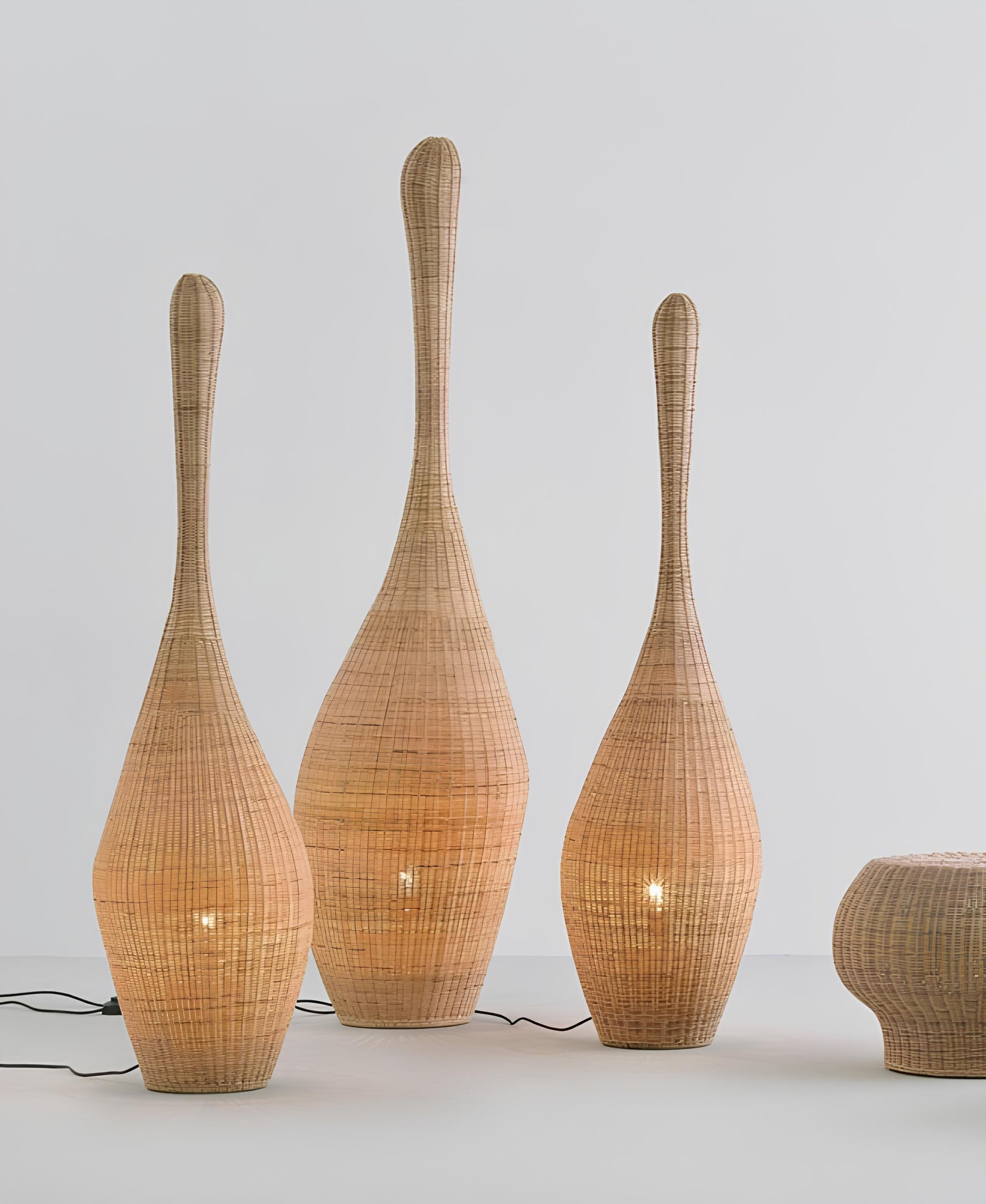 Rattan Floor Lamp | Bamboo Floor Lamp | Cane Floor Lamp - Ujjwal - Set of 1 piece by Akway - Lighting > Floor Lamps