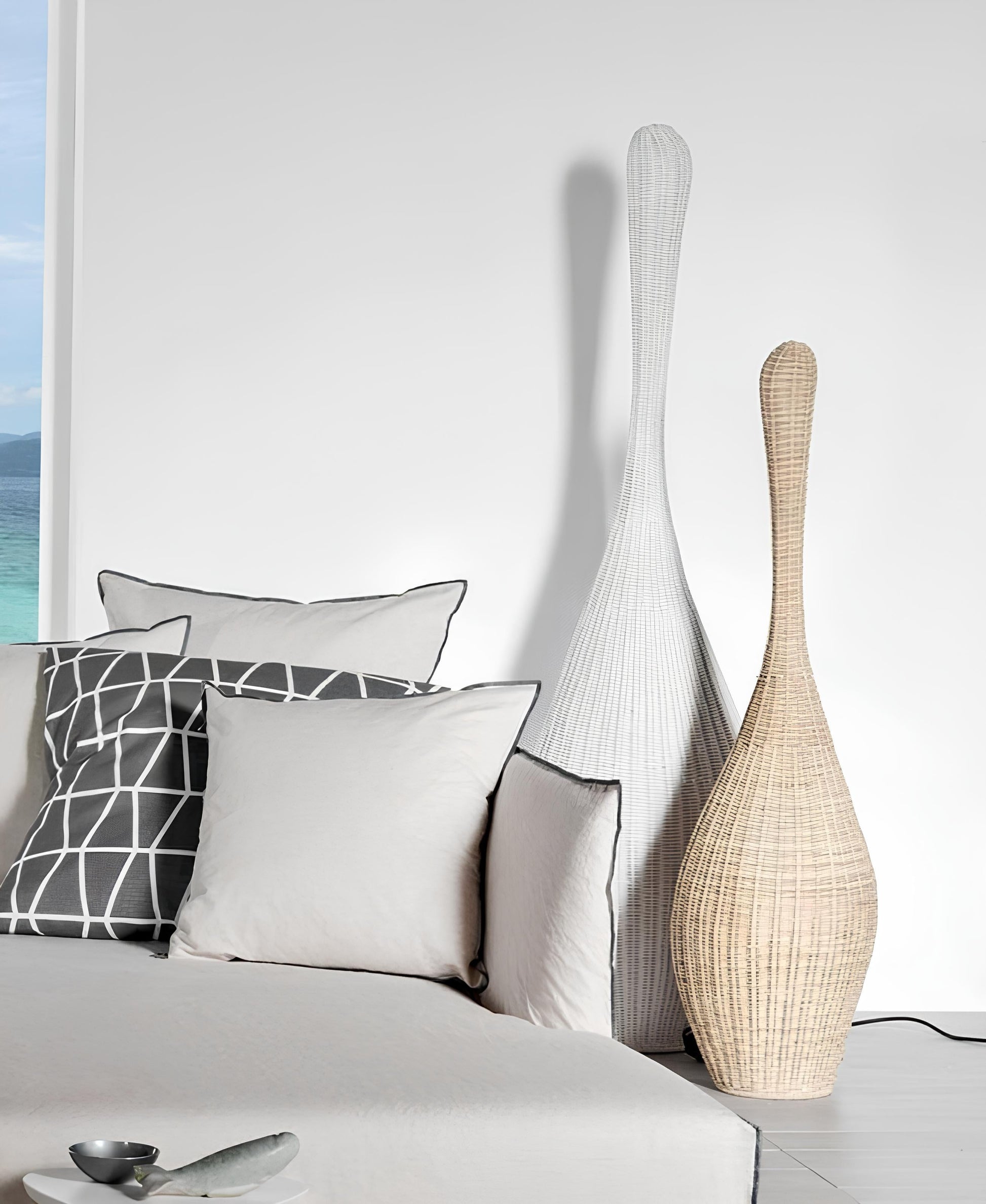 Rattan Floor Lamp | Bamboo Floor Lamp | Cane Floor Lamp - Ujjwal - Set of 1 piece by Akway - Lighting > Floor Lamps