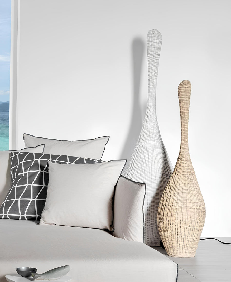Rattan Floor Lamp | Bamboo Floor Lamp | Cane Floor Lamp - Ujjwal - Set of 1 piece by Akway - Lighting > Floor Lamps
