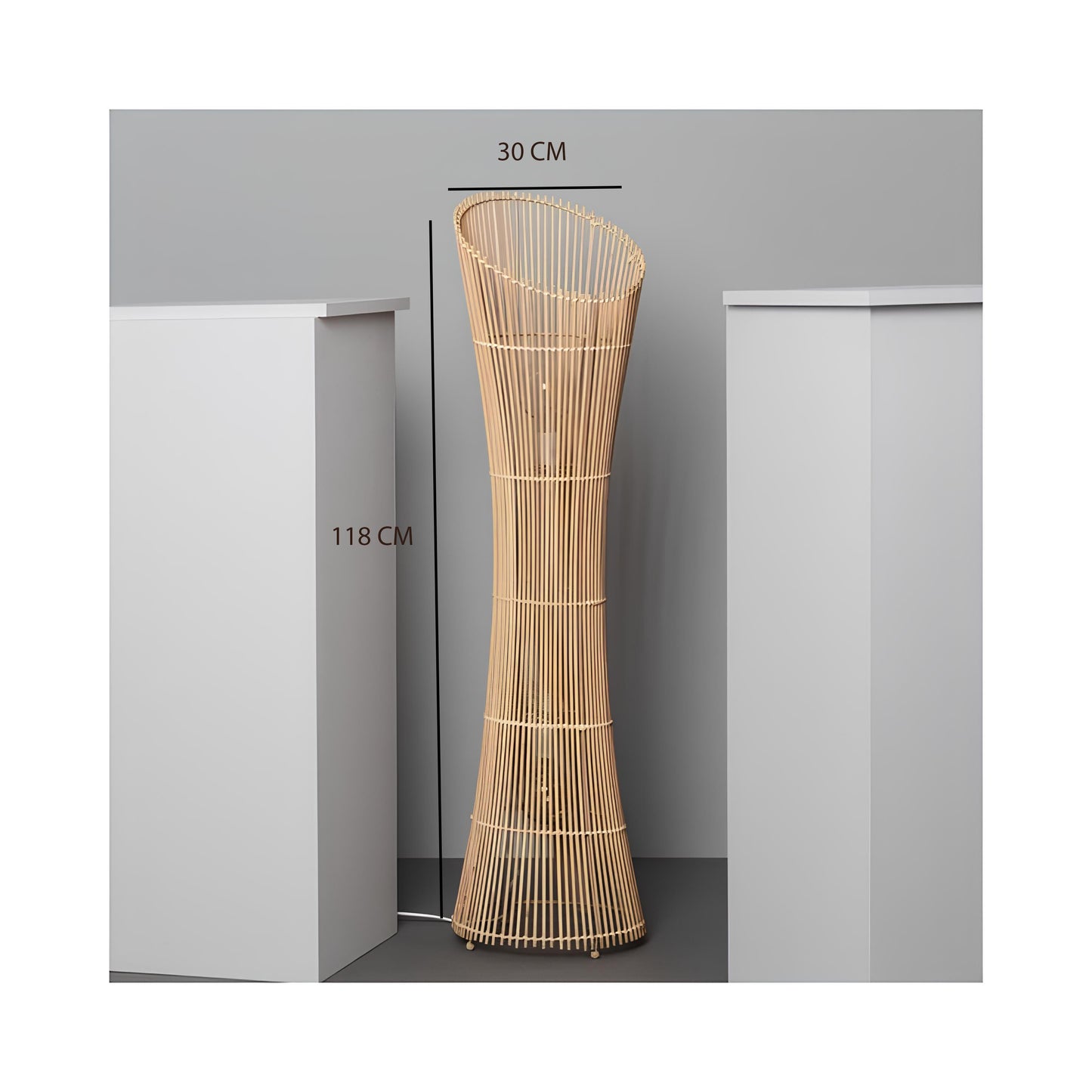 Rattan Floor Lamp | Bamboo Floor Lamp | Cane Floor Lamp - Ujjala by Akway - Lighting > Floor Lamps