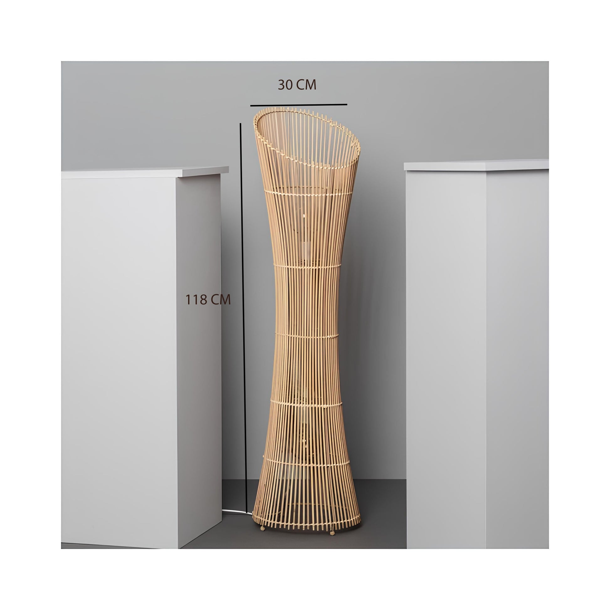 Rattan Floor Lamp | Bamboo Floor Lamp | Cane Floor Lamp - Ujjala by Akway - Lighting > Floor Lamps