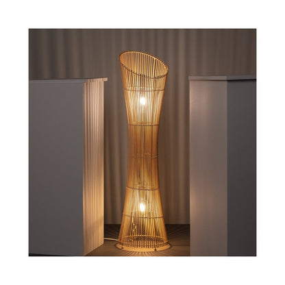 Rattan Floor Lamp | Bamboo Floor Lamp | Cane Floor Lamp - Ujjala by Akway - Lighting > Floor Lamps