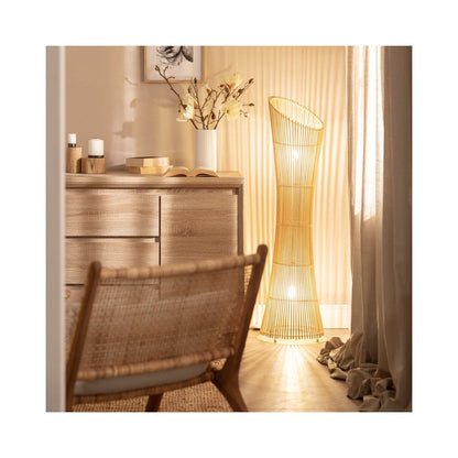 Rattan Floor Lamp | Bamboo Floor Lamp | Cane Floor Lamp - Ujjala by Akway - Lighting > Floor Lamps
