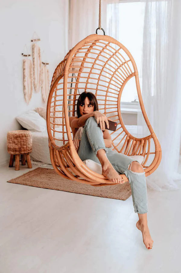 Bamboo Cane Swing Chair for Balcony & Living Room - Adah | Akway