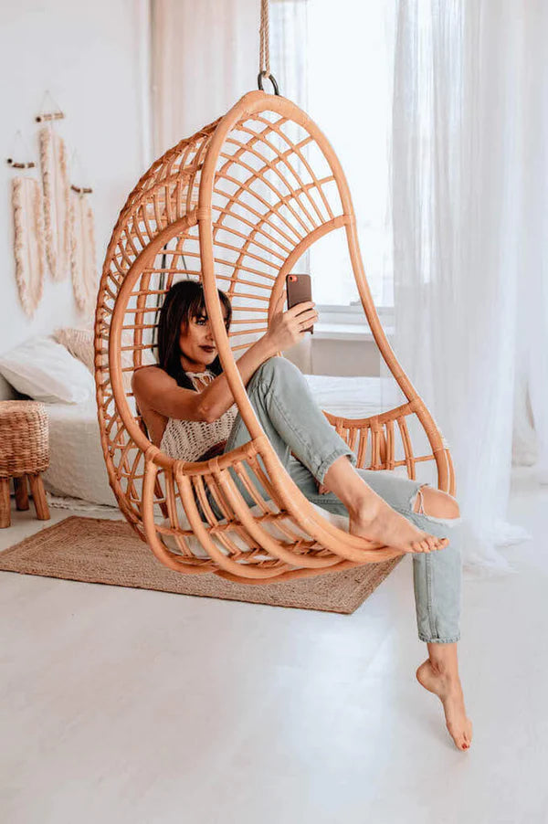 Bamboo Cane Swing Chair for Balcony & Living Room - Adah | Akway