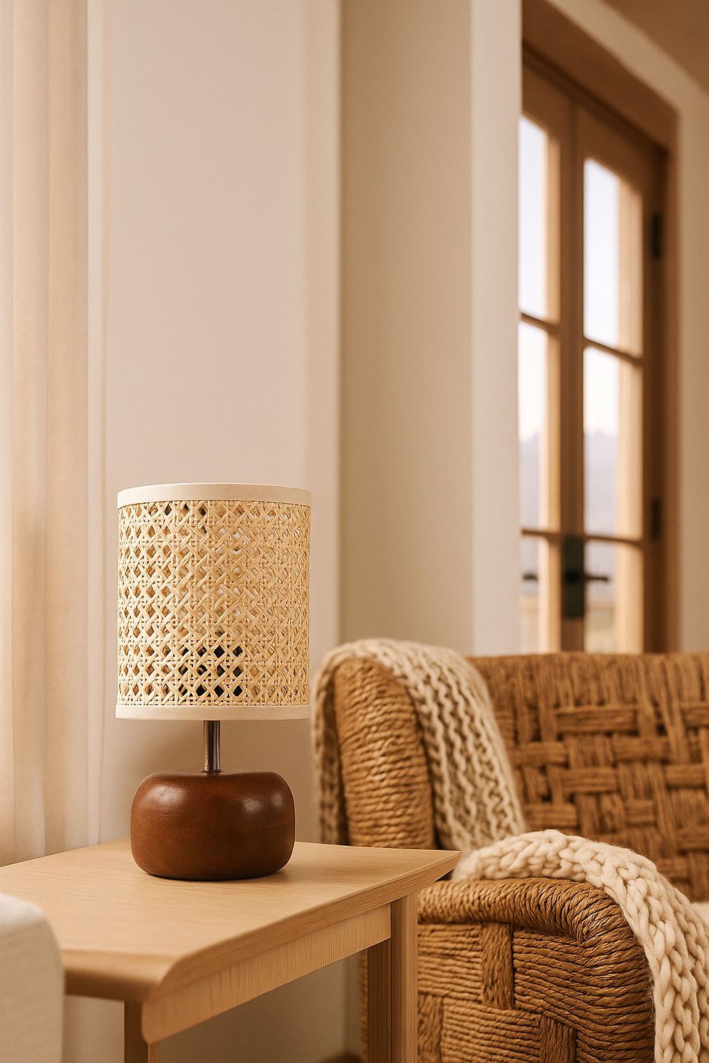 Handwoven Rattan Table Lamp for Cozy Home Décor - Beckett