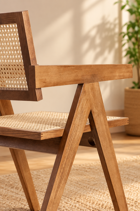 Rattan Dining Chair Teak Wood Finish - Bhavna