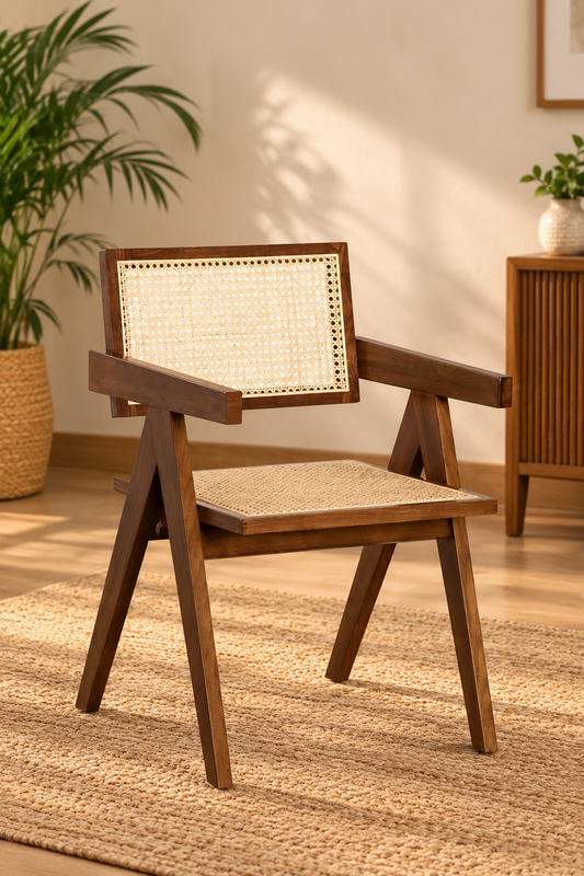 Rattan Dining Chair Teak Wood Finish - Bhavna
