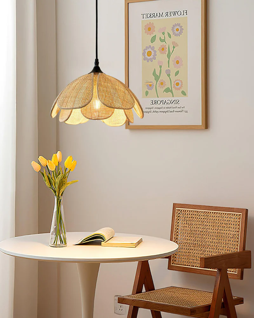 Rattan Hanging Light for Staircase | Cane Pendant Lamp - Sawyer