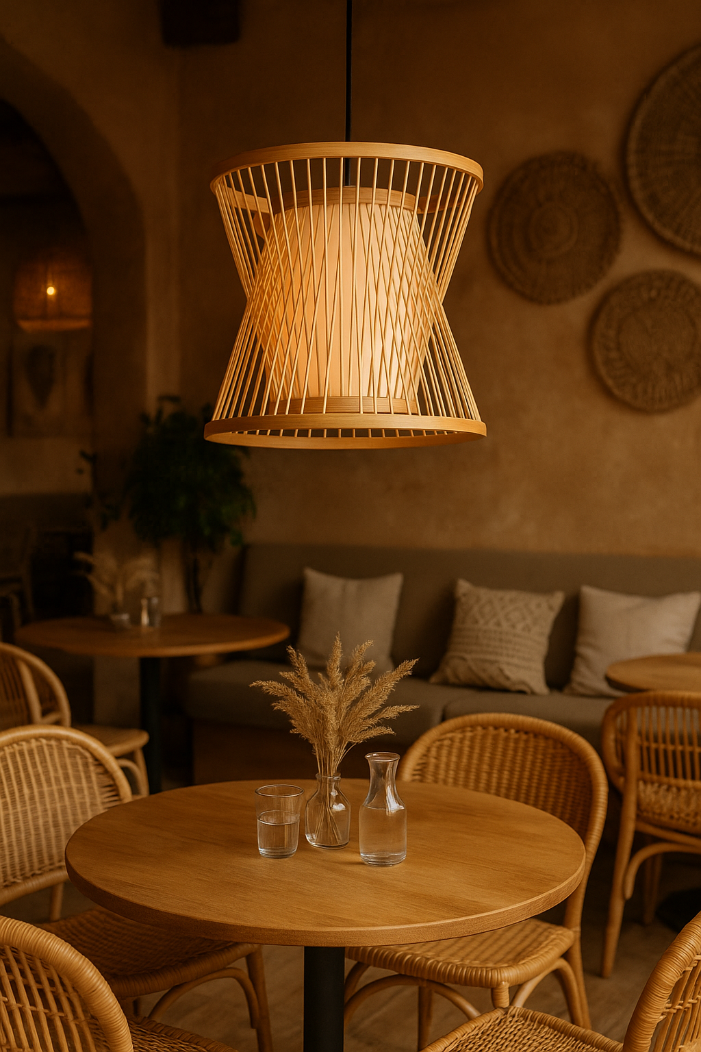 Rattan Hanging lamp for Living Room | Cane Pendant light | Wicker ceiling light - Cadley by Akway - Image 2