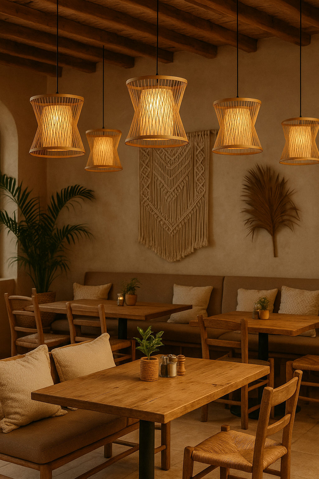 Rattan Hanging lamp for Living Room | Cane Pendant light | Wicker ceiling light - Cadley by Akway - Image 6