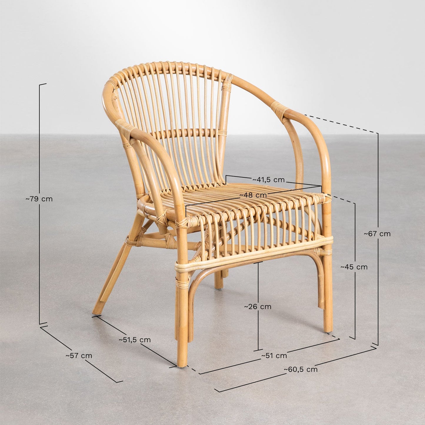 Cane chairs for Lounge | Bamboo Chairs for garden - Larisa by Akway