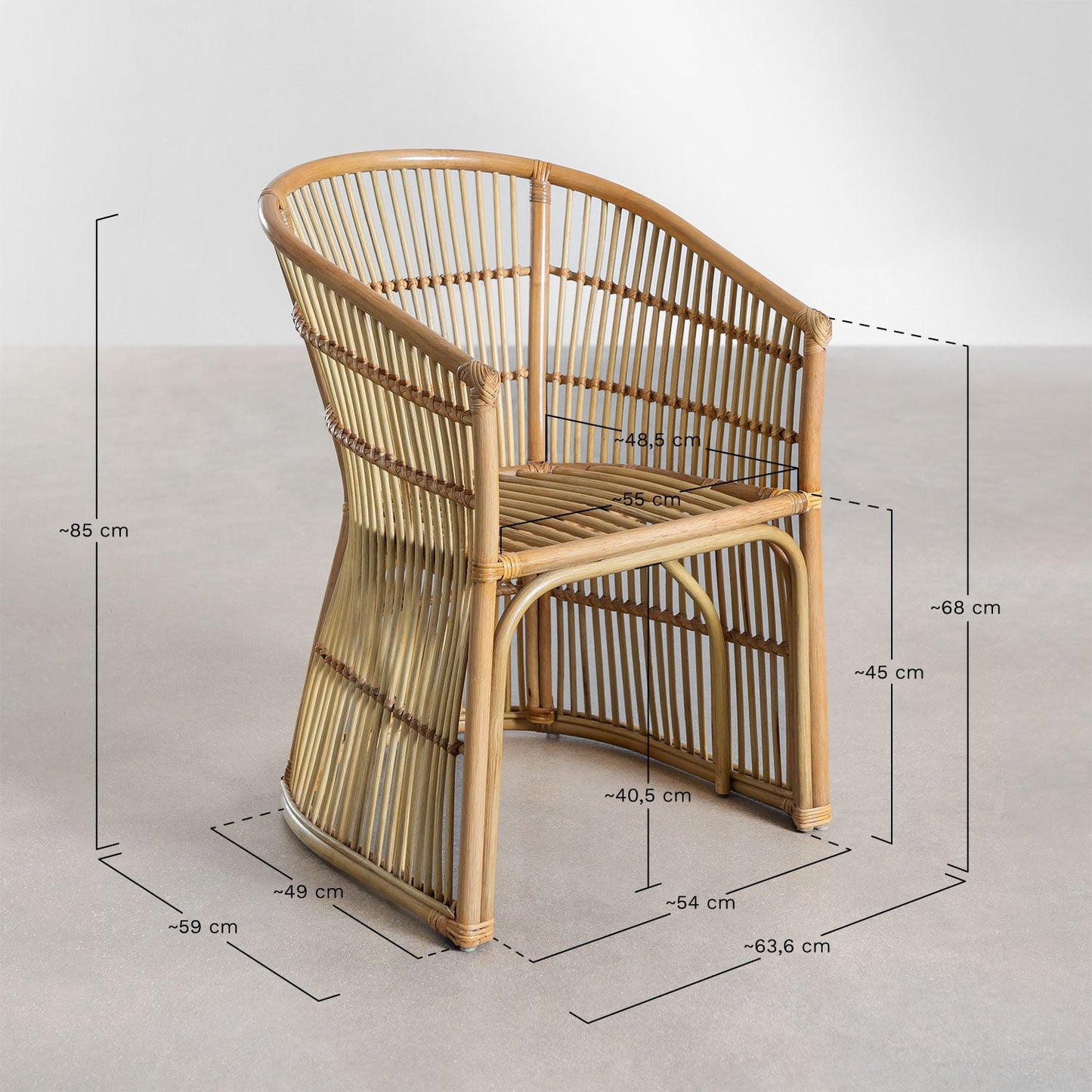 Cane chairs for Lounge | Bamboo Chairs for garden - Mahika by Akway