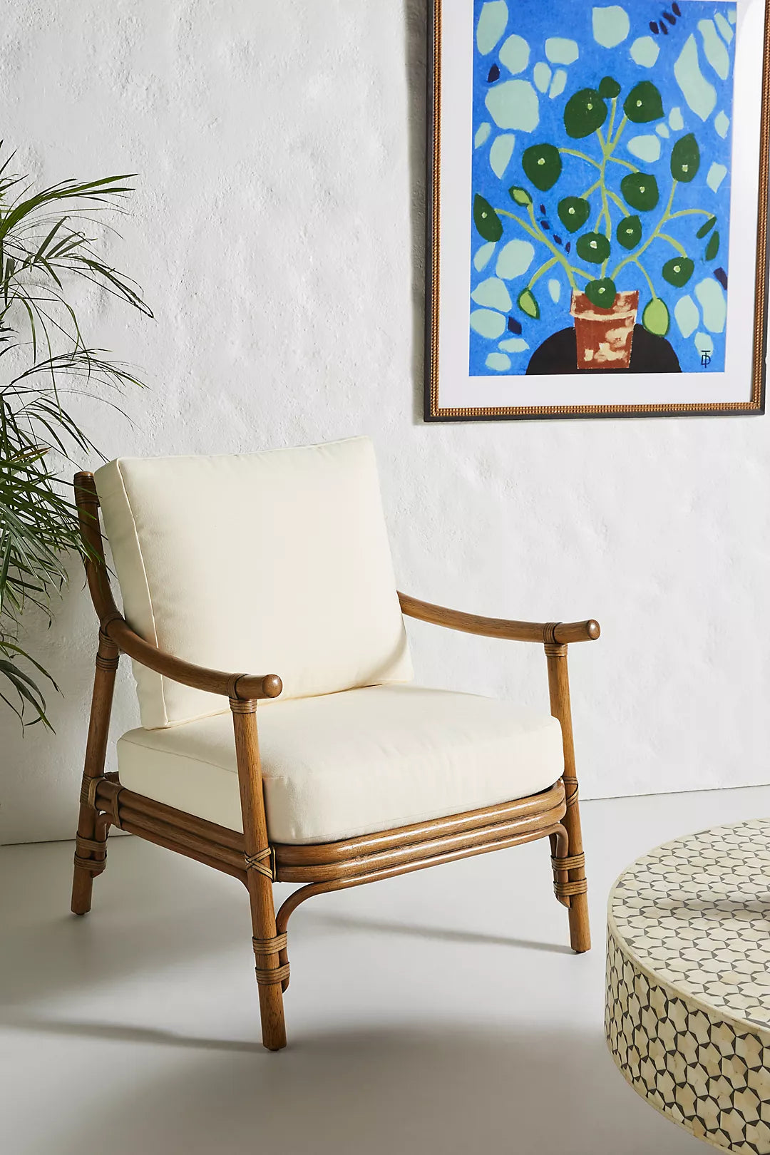 Cane Lounge Chair for Living Room | Rattan Chair with Cushion - Anala by Akway