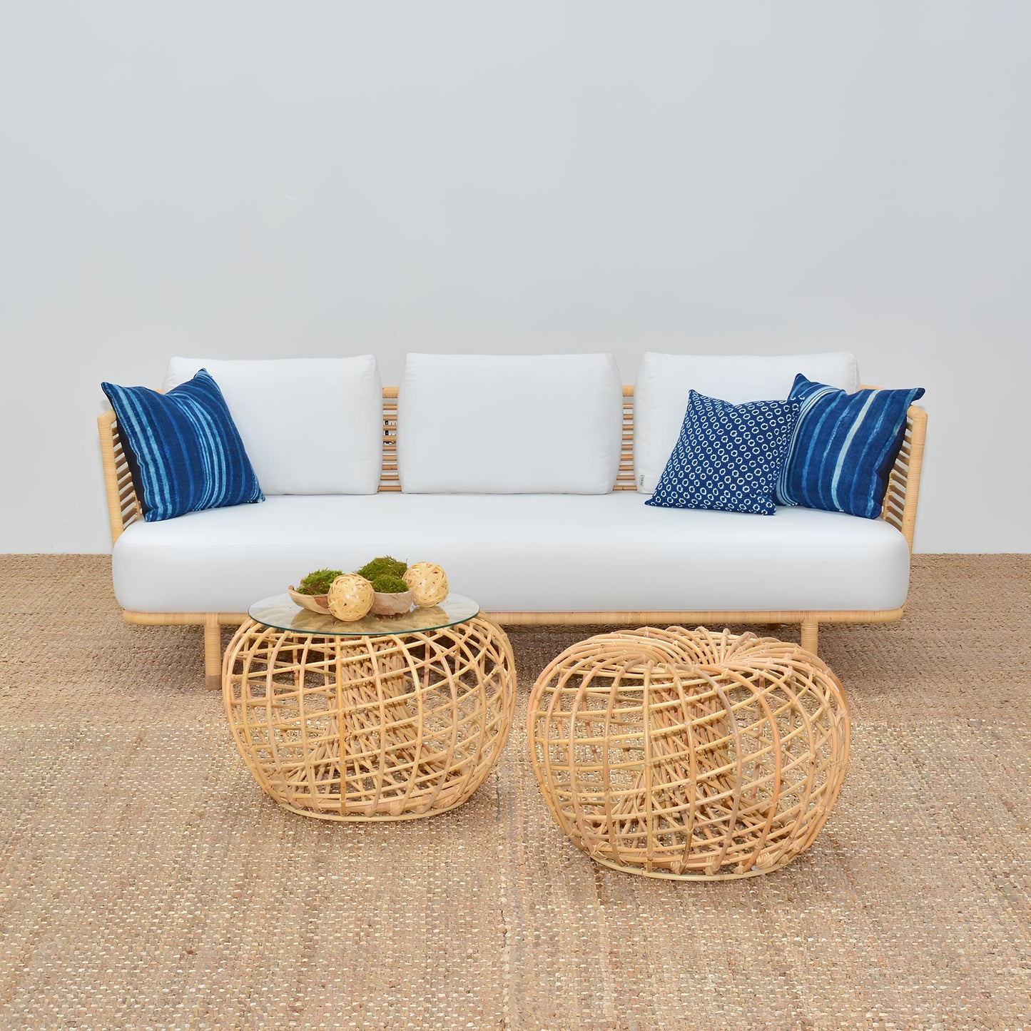 Cane Outdoor Sofa with Cushion for Patio - Adah by Akway