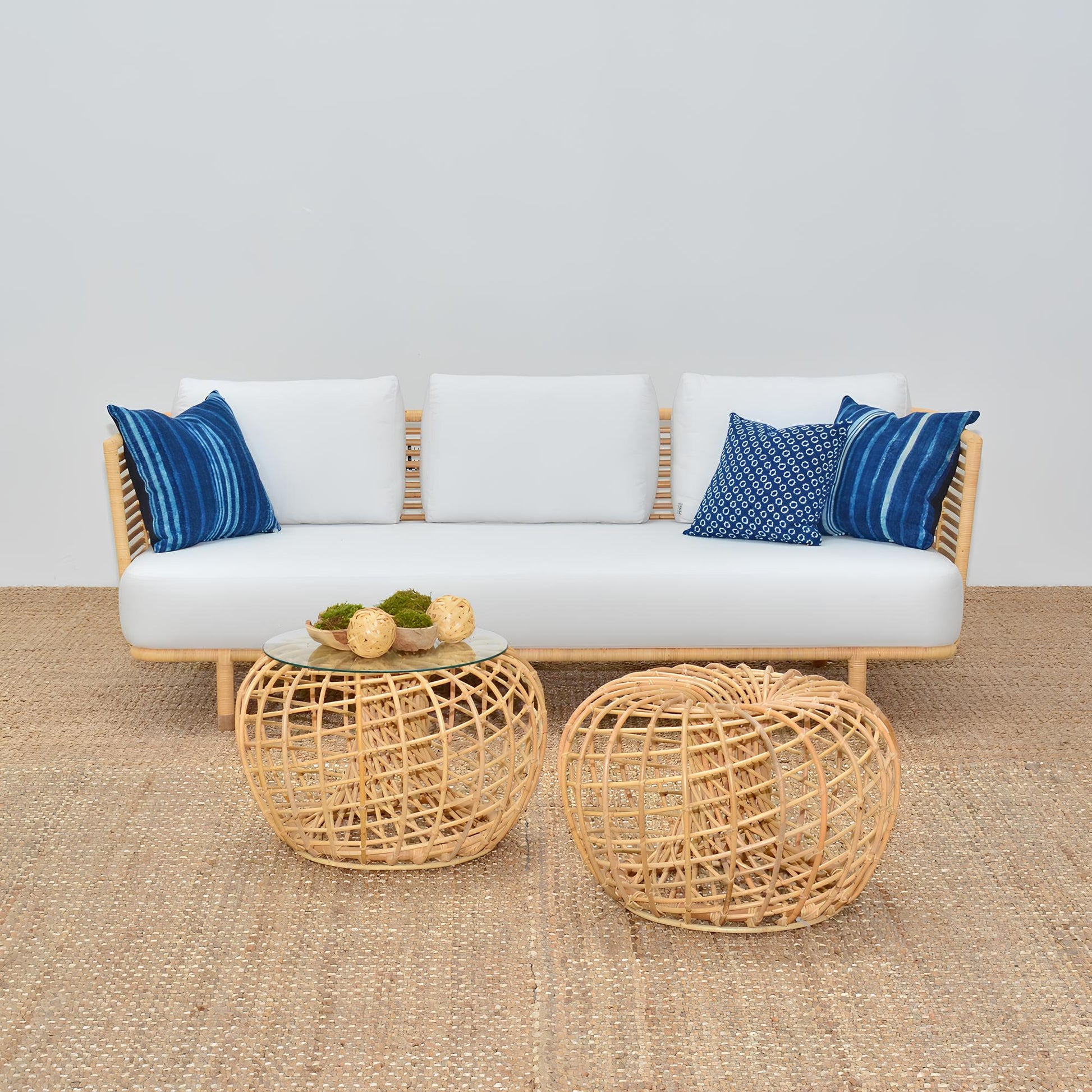 Cane Outdoor Sofa with Cushion for Patio - Adah by Akway