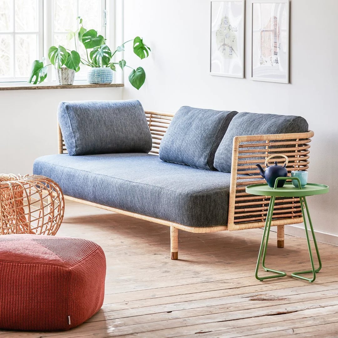 Cane Outdoor Sofa with Cushion for Patio - Anandita by Akway