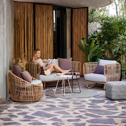 Cane Outdoor Sofa with Cushion for Patio - Kashvi by Akway