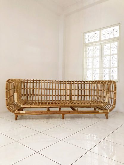 Cane Outdoor Sofa with Cushion for Patio - Kimaya by Akway