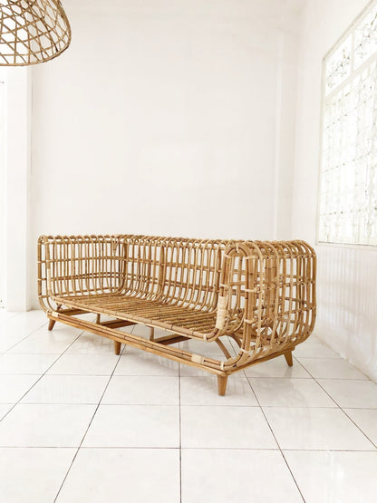 Cane Outdoor Sofa with Cushion for Patio - Kimaya by Akway