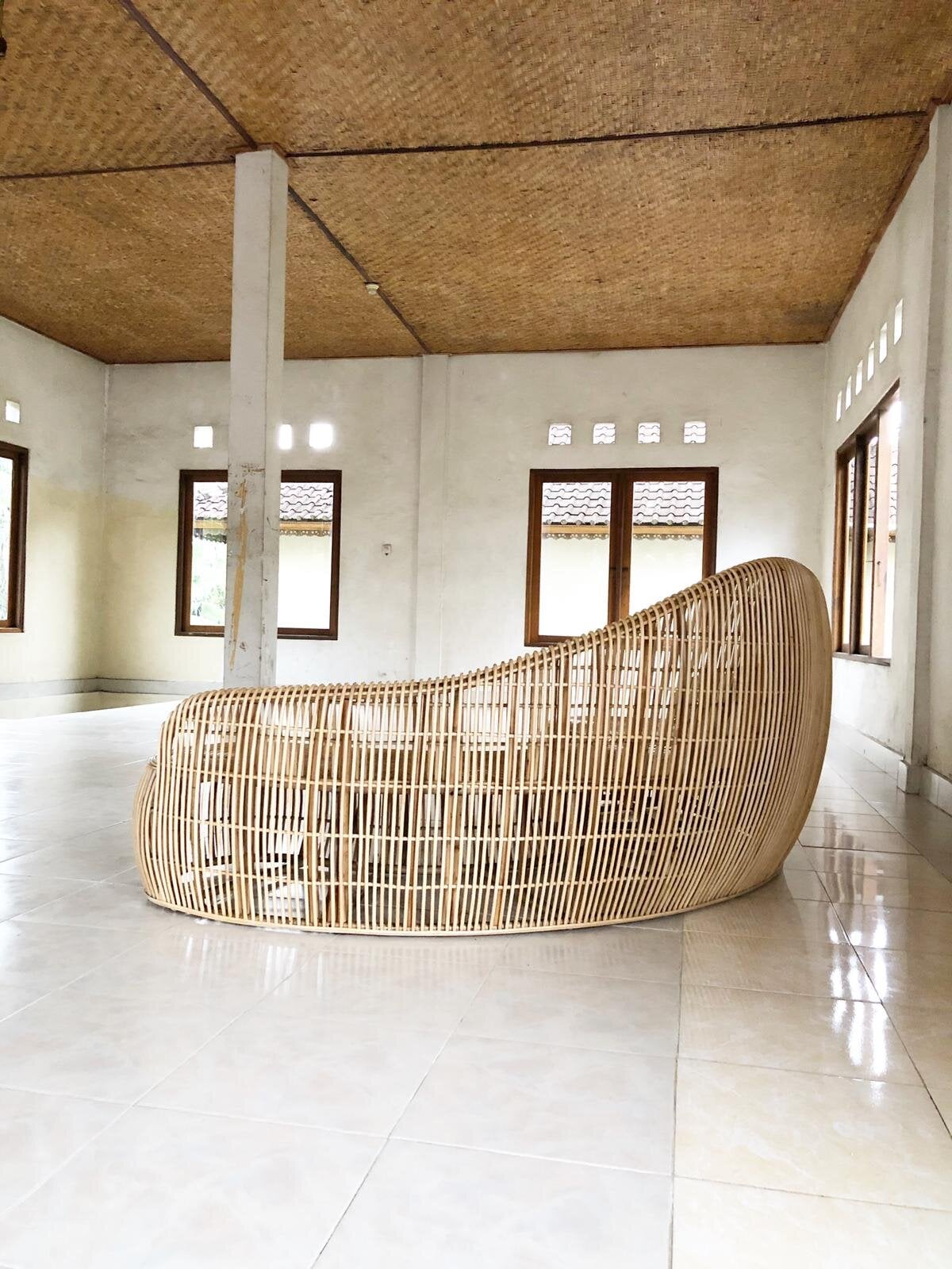 Cane Outdoor Sofa with Cushion for Patio - Shanaya by Akway