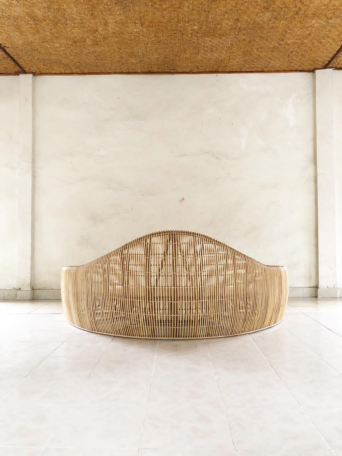 Cane Outdoor Sofa with Cushion for Patio - Shanaya by Akway