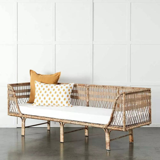 Cane Outdoor Sofa with Cushion for Patio - Shrishti by Akway
