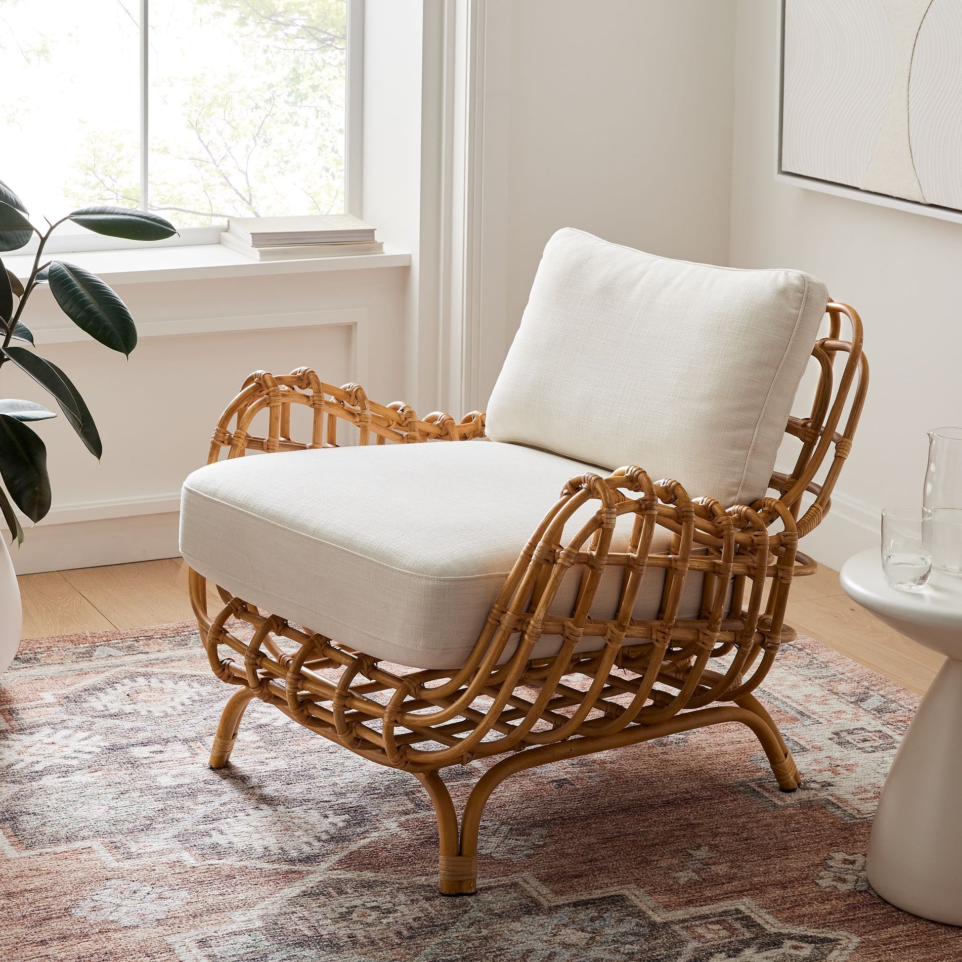 Cane chairs for Lounge | Bamboo Chairs for Living rooms- Kimaya - Akway