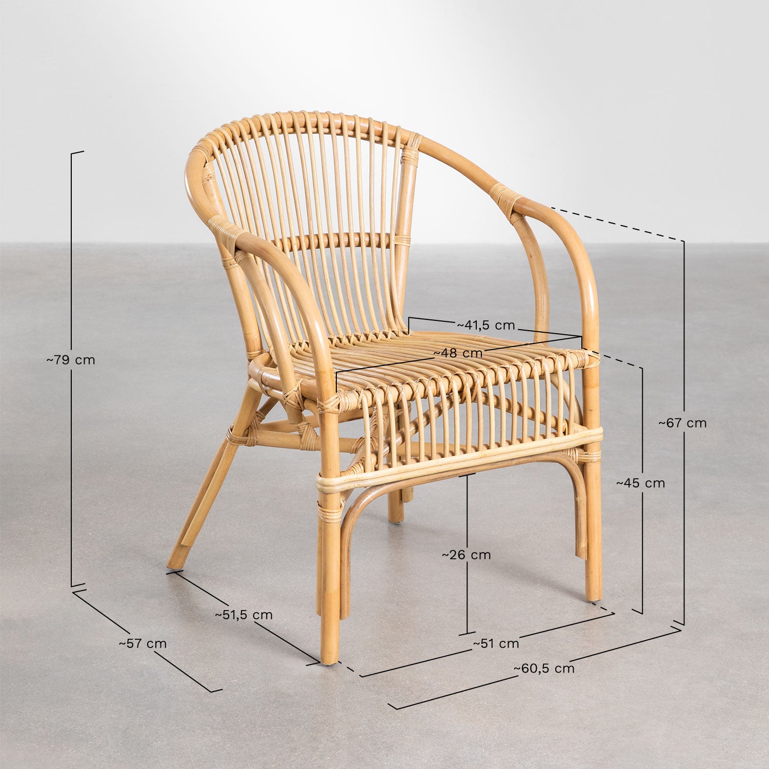 Cane chairs for Lounge | Bamboo Chairs for garden - Larisa - Akway