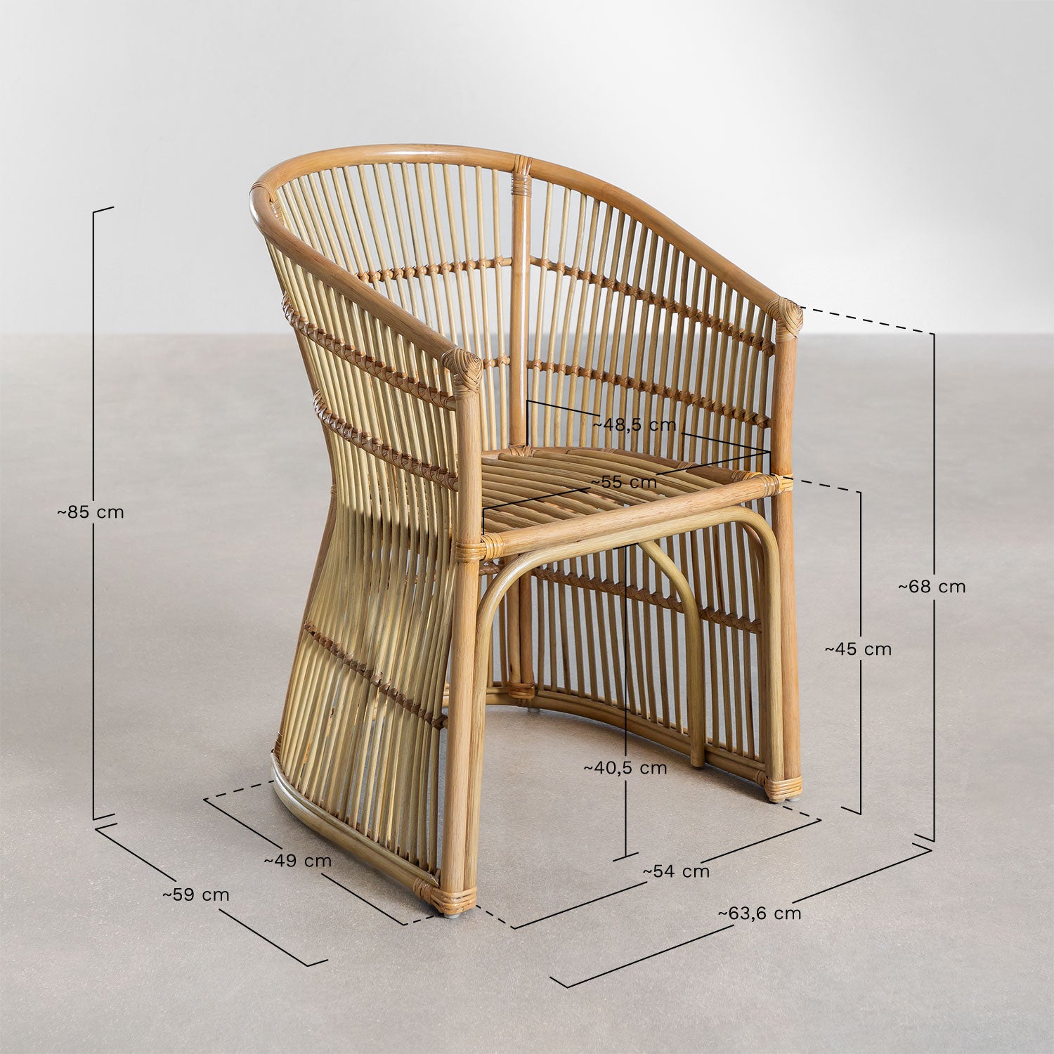 Cane chairs for Lounge | Bamboo Chairs for garden - Mahika - Akway